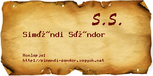 Simándi Sándor névjegykártya